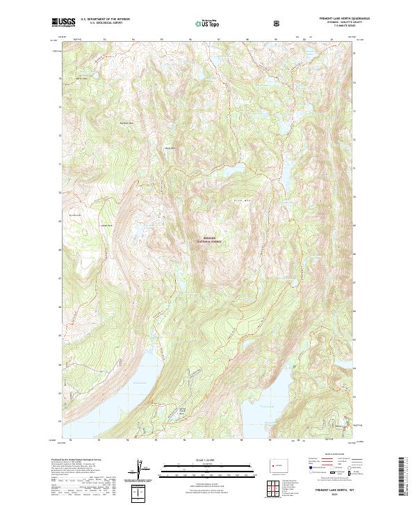 USGS US Topo 7.5-minute map for Fremont Lake North WY 2021