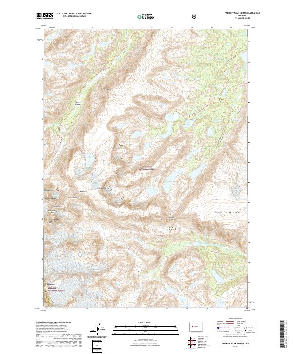 USGS US Topo 7.5-minute map for Fremont Peak North WY 2021