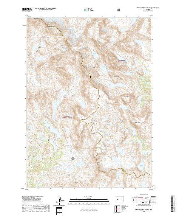 USGS US Topo 7.5-minute map for Fremont Peak South WY 2021