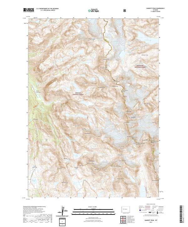 USGS US Topo 7.5-minute map for Gannett Peak WY 2021