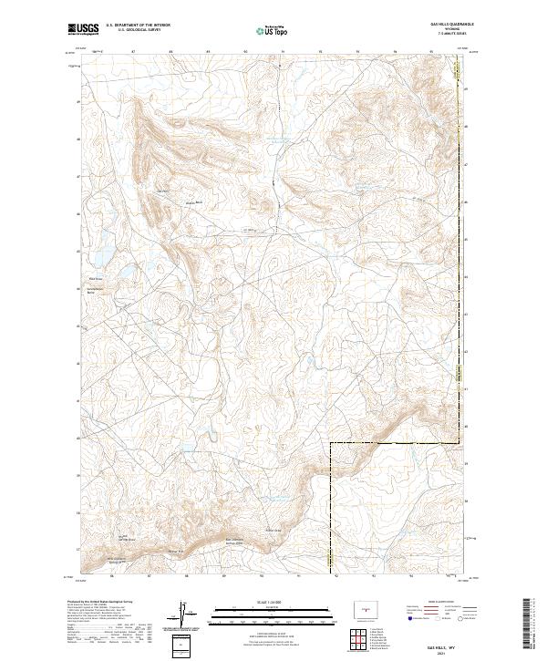 USGS US Topo 7.5-minute map for Gas Hills WY 2021