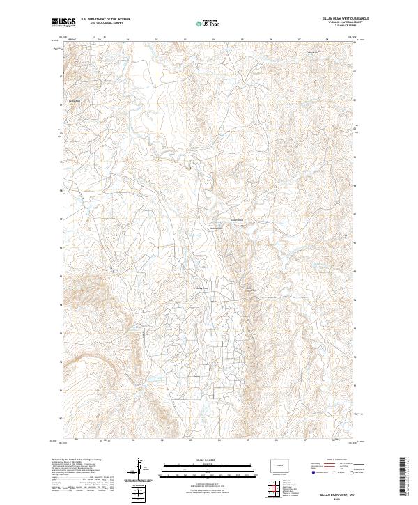 USGS US Topo 7.5-minute map for Gillam Draw West WY 2021