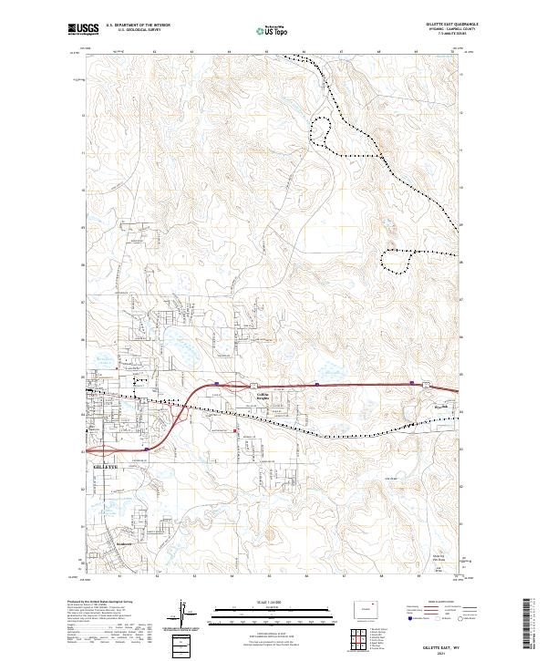 USGS US Topo 7.5-minute map for Gillette East WY 2021