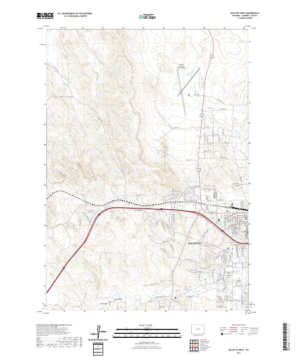 USGS US Topo 7.5-minute map for Gillette West WY 2021