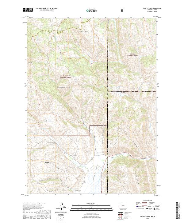 USGS US Topo 7.5-minute map for Giraffe Creek WYID 2021