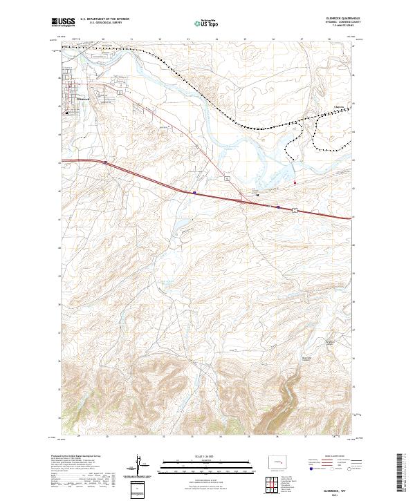 USGS US Topo 7.5-minute map for Glenrock WY 2021