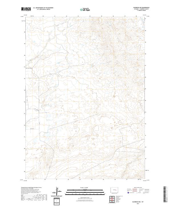 USGS US Topo 7.5-minute map for Glenrock NW WY 2021