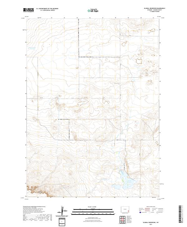 USGS US Topo 7.5-minute map for Glomill Reservoir WY 2021