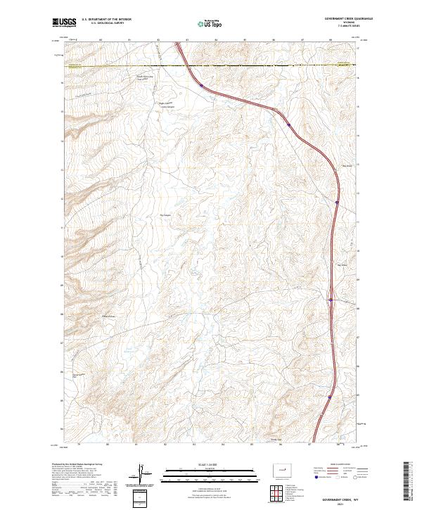 USGS US Topo 7.5-minute map for Government Creek WY 2021