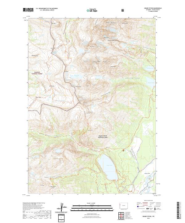 USGS US Topo 7.5-minute map for Grand Teton WY 2021