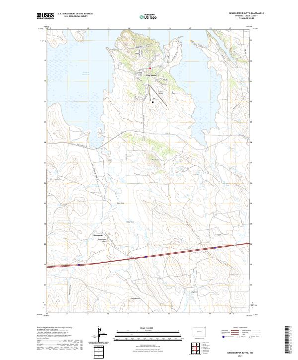 USGS US Topo 7.5-minute map for Grasshopper Butte WY 2021