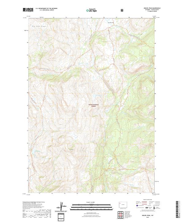 USGS US Topo 7.5-minute map for Gravel Peak WY 2021