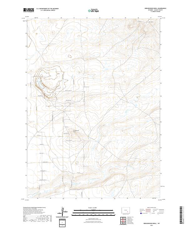 USGS US Topo 7.5-minute map for Greasewood Knoll WY 2021