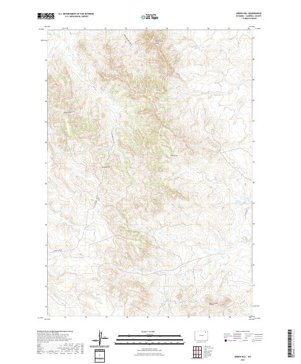 USGS US Topo 7.5-minute map for Green Hill WY 2021