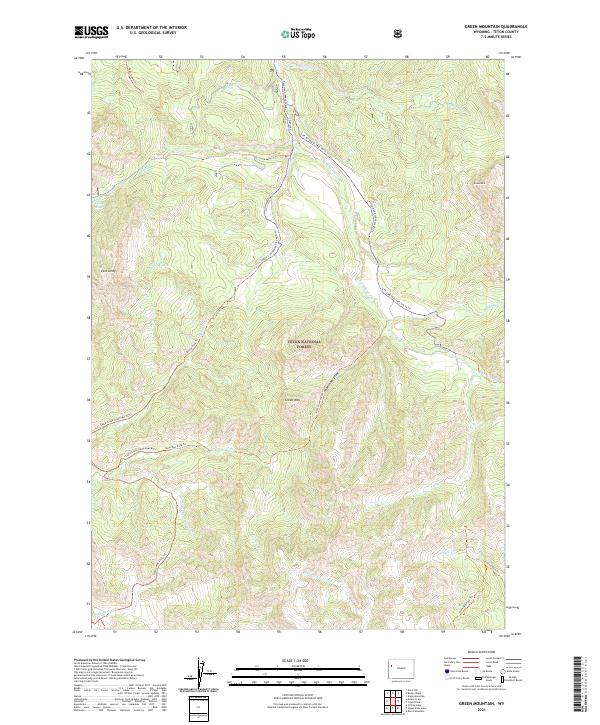 USGS US Topo 7.5-minute map for Green Mountain WY 2021