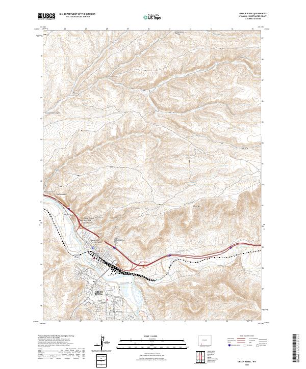 USGS US Topo 7.5-minute map for Green River WY 2021