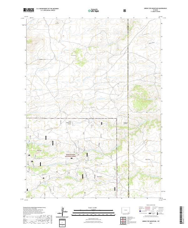 USGS US Topo 7.5-minute map for Green Top Mountain WY 2021