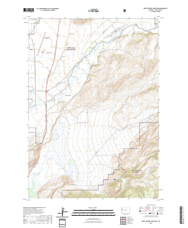 USGS US Topo 7.5-minute map for Gros Ventre Junction WY 2021