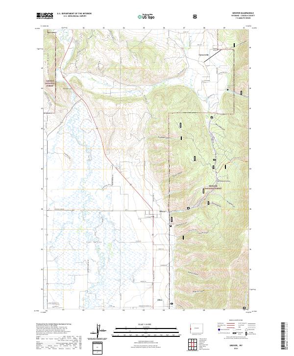 USGS US Topo 7.5-minute map for Grover WY 2021