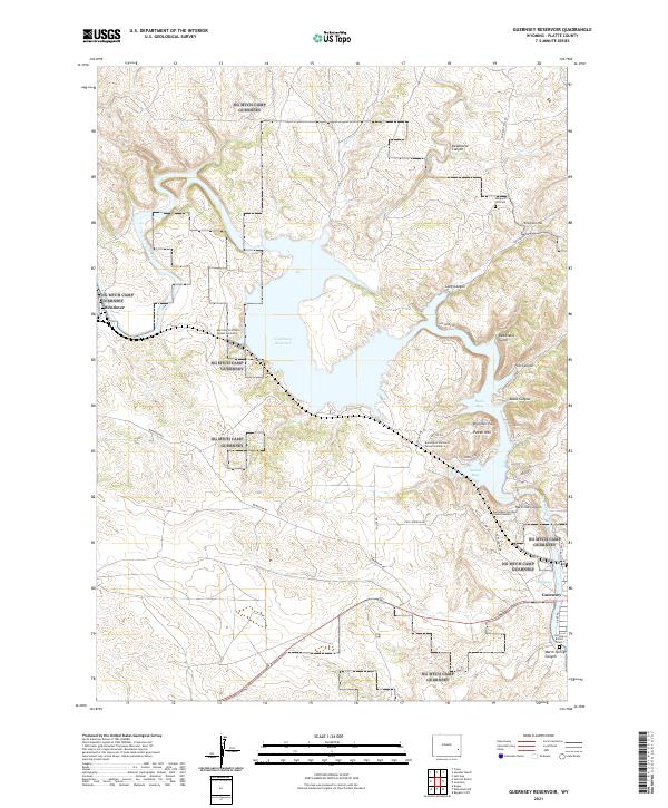 USGS US Topo 7.5-minute map for Guernsey Reservoir WY 2021