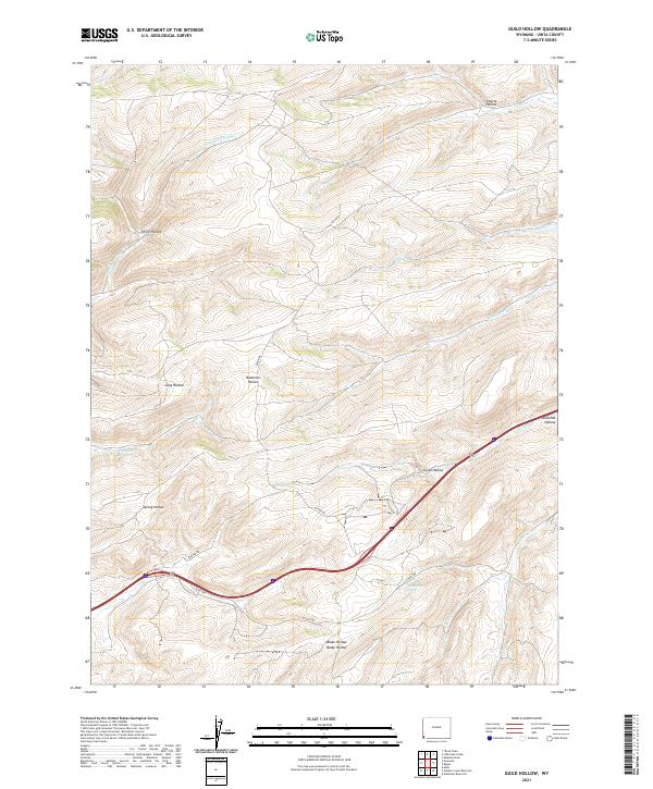 USGS US Topo 7.5-minute map for Guild Hollow WY 2021