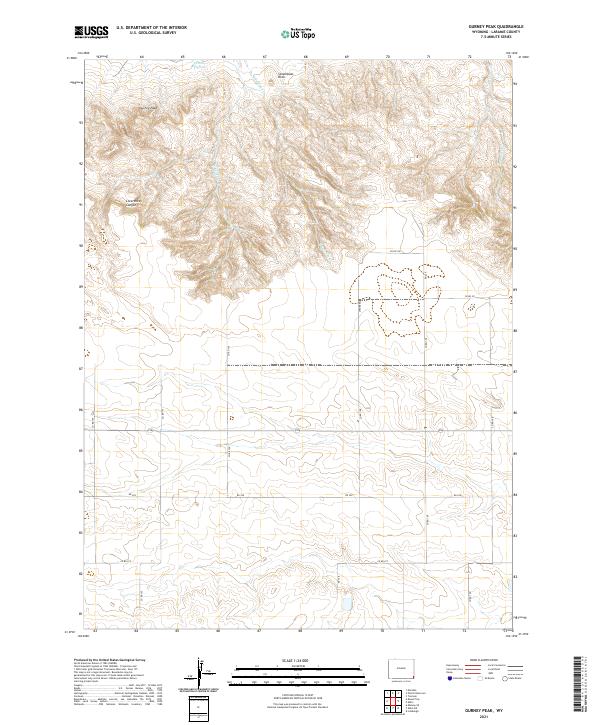 USGS US Topo 7.5-minute map for Gurney Peak WY 2021