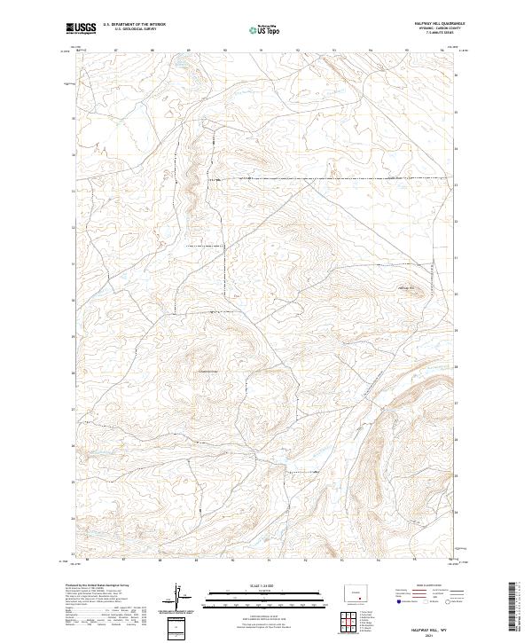 USGS US Topo 7.5-minute map for Halfway Hill WY 2021