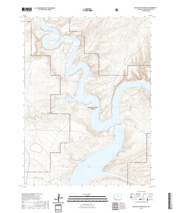 USGS US Topo 7.5-minute map for Halfway Hollow East WY 2021