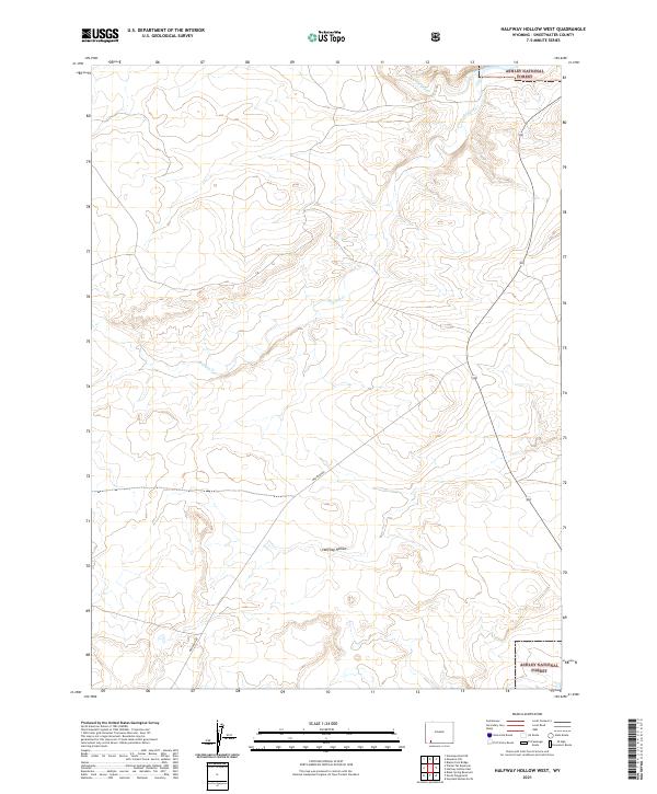 USGS US Topo 7.5-minute map for Halfway Hollow West WY 2021