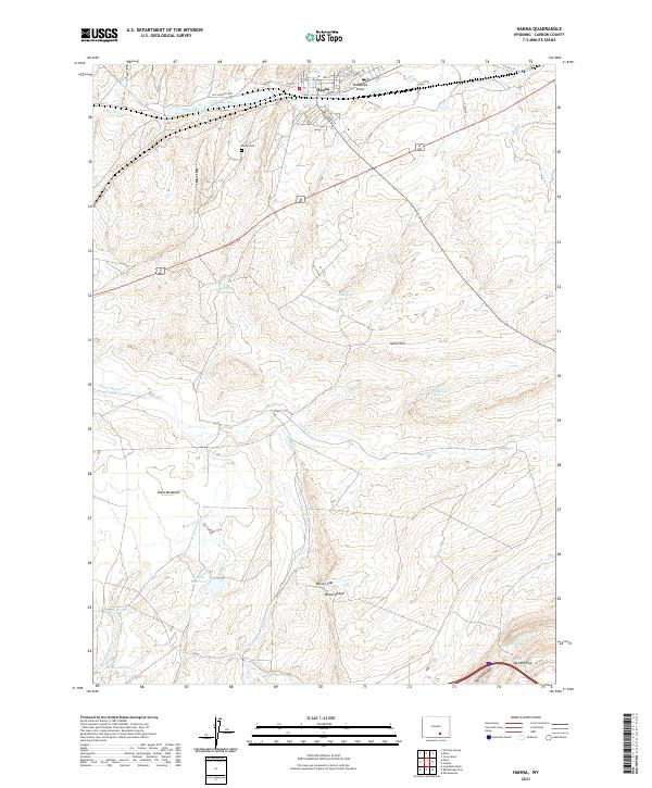 USGS US Topo 7.5-minute map for Hanna WY 2021