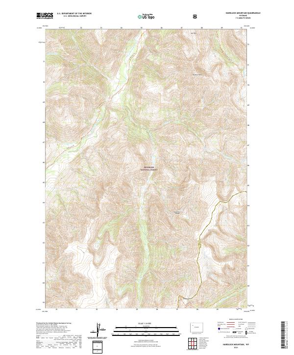 USGS US Topo 7.5-minute map for Hardluck Mountain WY 2021