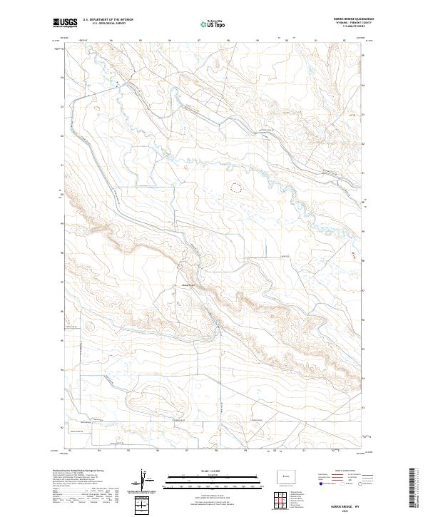 USGS US Topo 7.5-minute map for Harris Bridge WY 2021