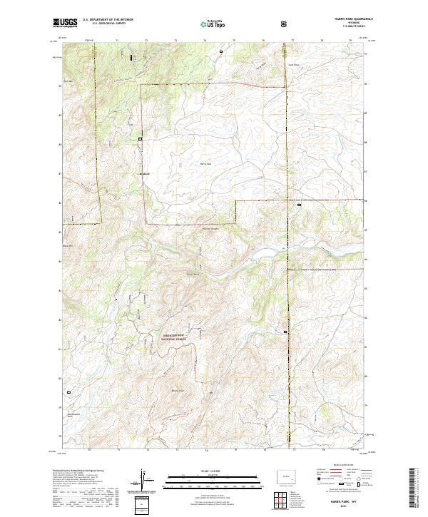 USGS US Topo 7.5-minute map for Harris Park WY 2021