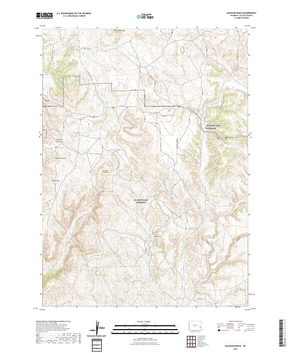 USGS US Topo 7.5-minute map for Haushar Ranch WY 2021