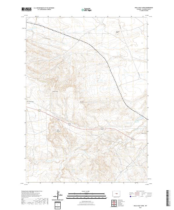 USGS US Topo 7.5-minute map for Hells Half Acre WY 2021