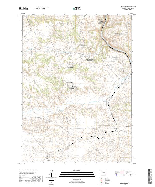 USGS US Topo 7.5-minute map for Herman Ranch WY 2021