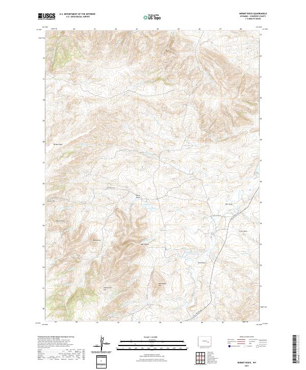 USGS US Topo 7.5-minute map for Hermit Rock WY 2021