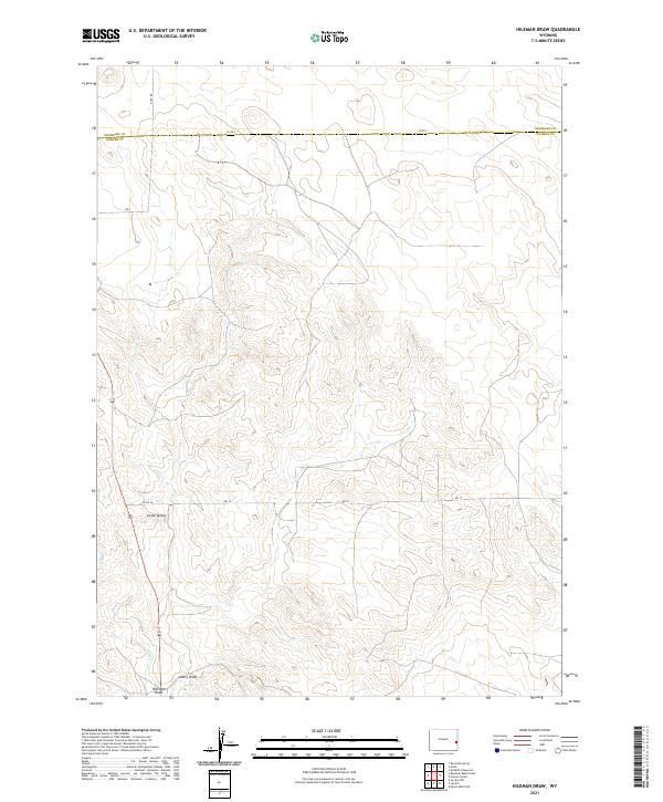 USGS US Topo 7.5-minute map for Hileman Draw WY 2021