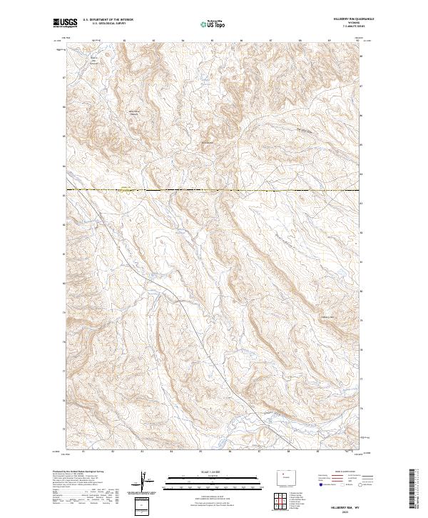 US Topo 7.5-minute map for Hillberry Rim WY