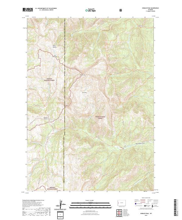 USGS US Topo 7.5-minute map for Hoback Peak WY 2021