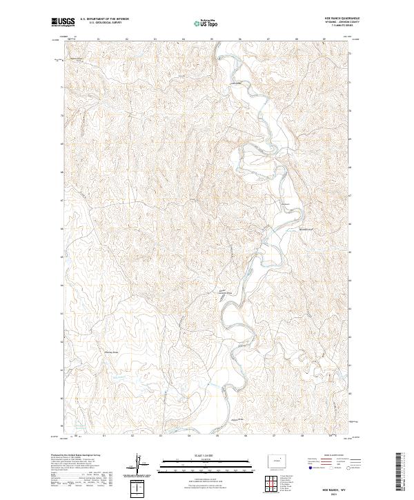 USGS US Topo 7.5-minute map for Hoe Ranch WY 2021