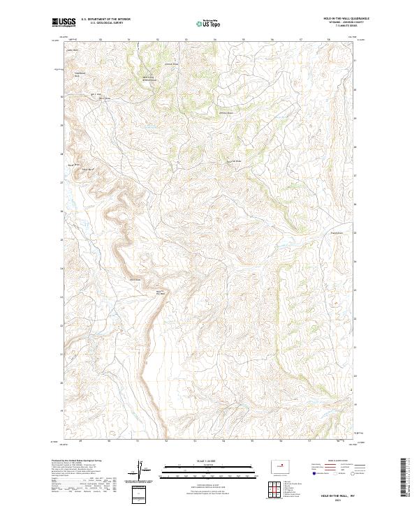 USGS US Topo 7.5-minute map for Hole-in-the-Wall WY 2021