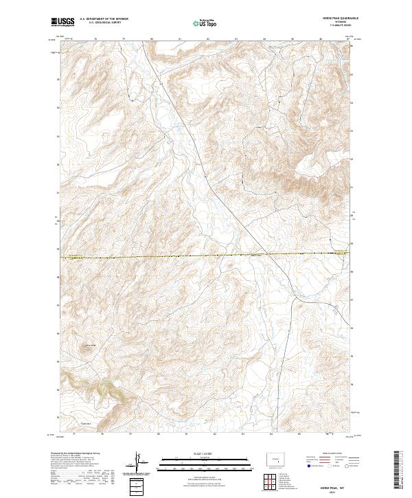 USGS US Topo 7.5-minute map for Horse Peak WY 2021