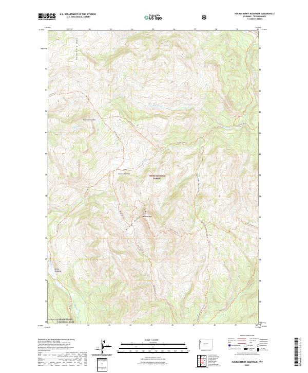 USGS US Topo 7.5-minute map for Huckleberry Mountain WY 2021