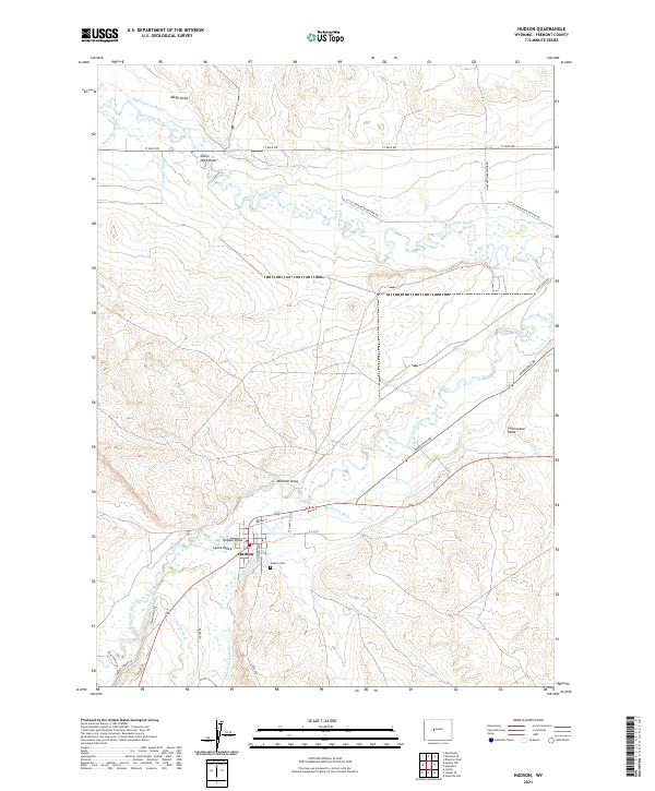 USGS US Topo 7.5-minute map for Hudson WY 2021