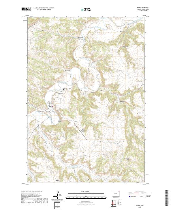 USGS US Topo 7.5-minute map for Hulett WY 2021