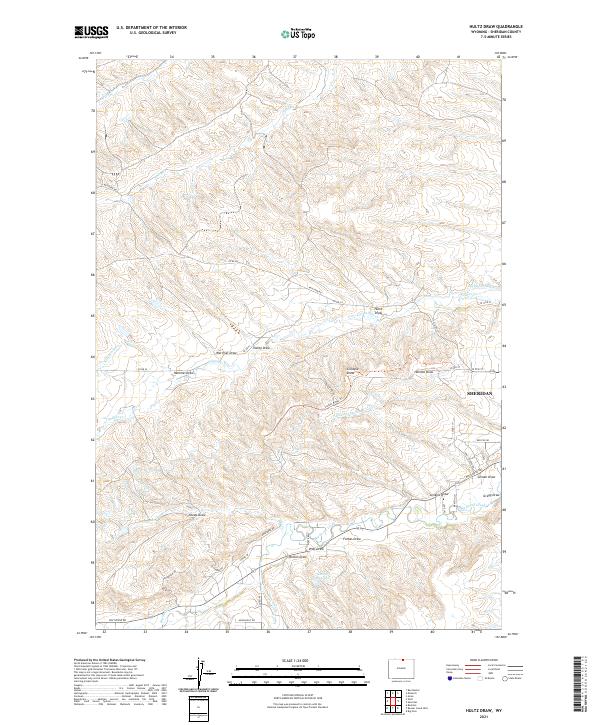 USGS US Topo 7.5-minute map for Hultz Draw WY 2021