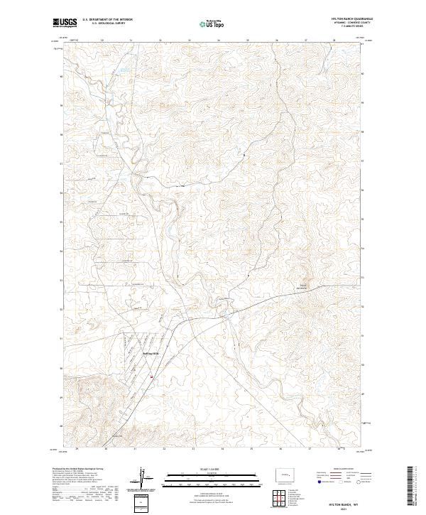 USGS US Topo 7.5-minute map for Hylton Ranch WY 2021