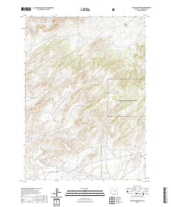 USGS US Topo 7.5-minute map for Ice Cave Mountain WY 2021