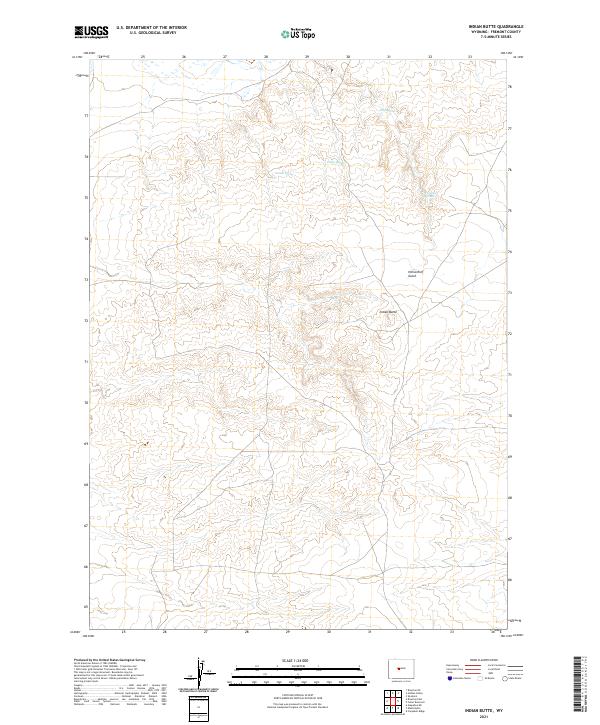 USGS US Topo 7.5-minute map for Indian Butte WY 2021